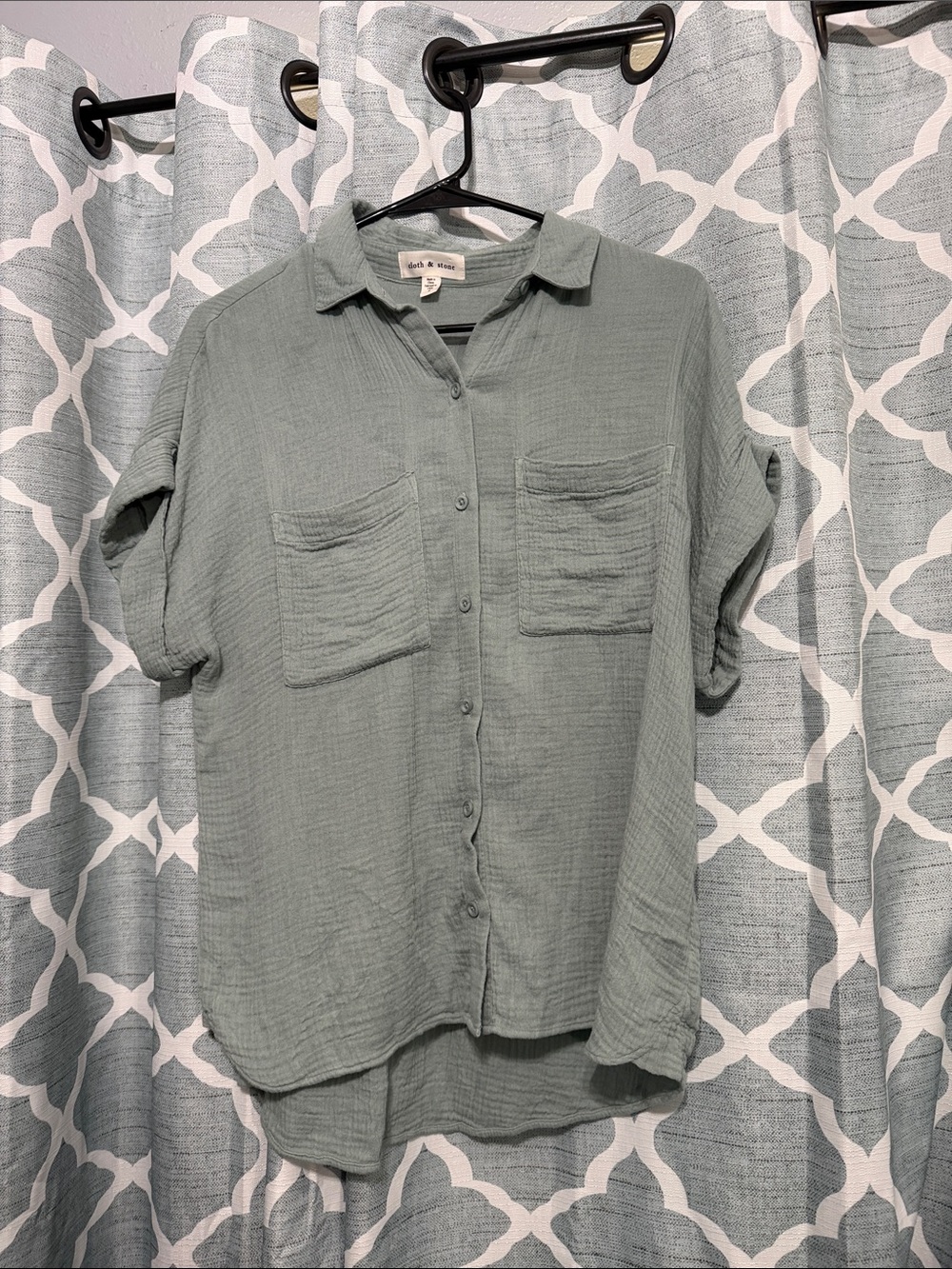 cloth & stone Sage Green Short Sleeve Button-Down Shirt